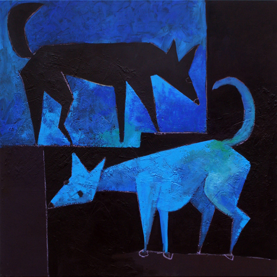 Perros de noche    80x80 cm     acrílico/lienzo     2015